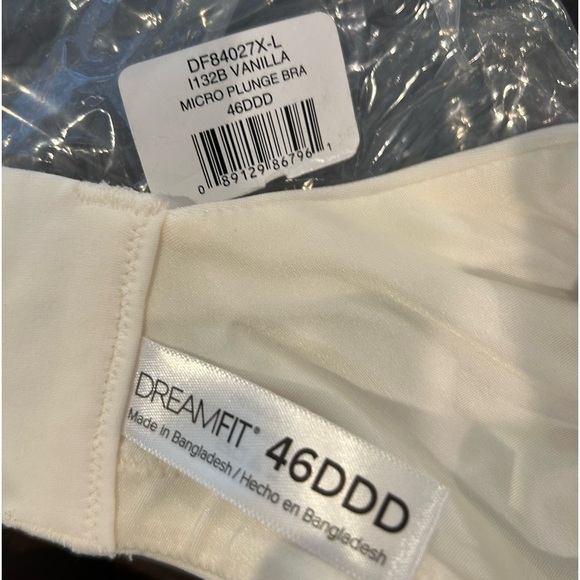 BIN049. NWT DREAMFIT Underwire Micro Plunge Bra Adjustable Wide Straps 46DDD - Picture 3 of 3